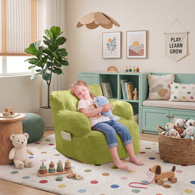 Fauteuil à billes pour enfants, fauteuil paresseux en velours côtelé avec rembourrage en mousse