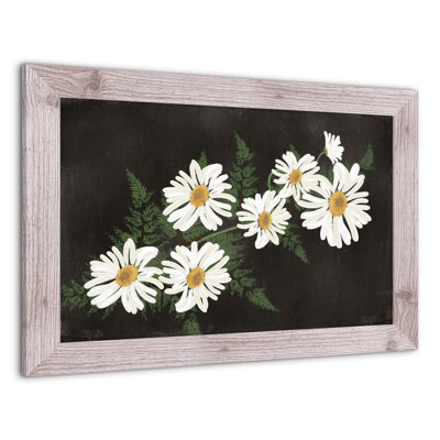 Marguerites sur fond maussade - peinture encadrée