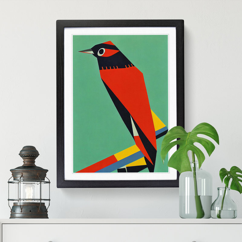 FRM-V0523-2945X Woodpecker Abstract Vol.1 - Single Picture Frame Print, 34cm H x 25cm W x 2cm D, Oak