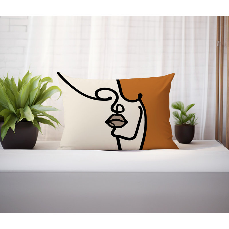 Coussin lombaire réversible intérieur / extérieur Jai Abstract, H 14 po x l 20 po, Orange brûlé