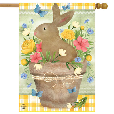 Drapeau de la maison du lapin et du panier de bienvenue