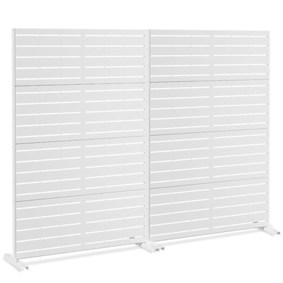 Freestanding Decorative Metal Privacy Screen, Rustproof Steel Outdoor Privacy Panel with Support Stand for Outdoor, Patio