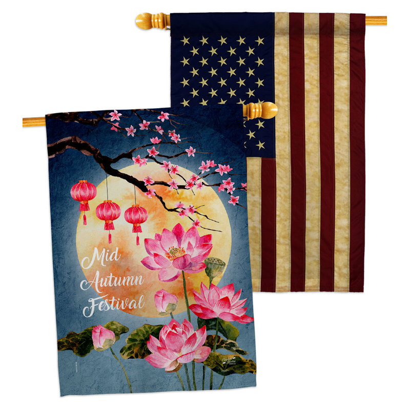 Drapeau de maison mi-automne en polyester 40 x 28 po