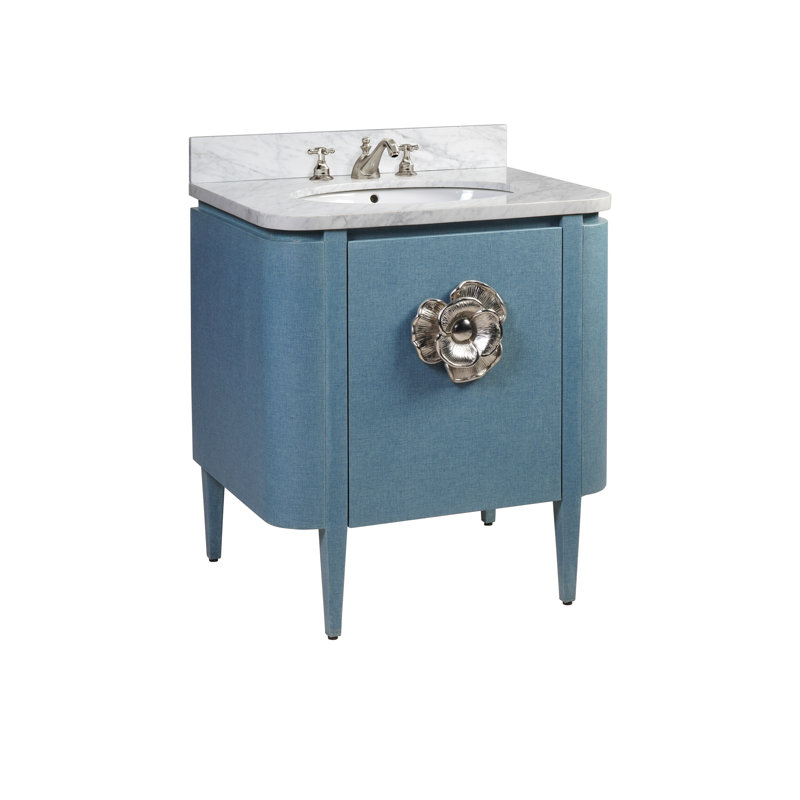 Briallen 30" Freestanding Standard Single Bathroom Vanity with Top, Polished Nickel, Lacquered Blue