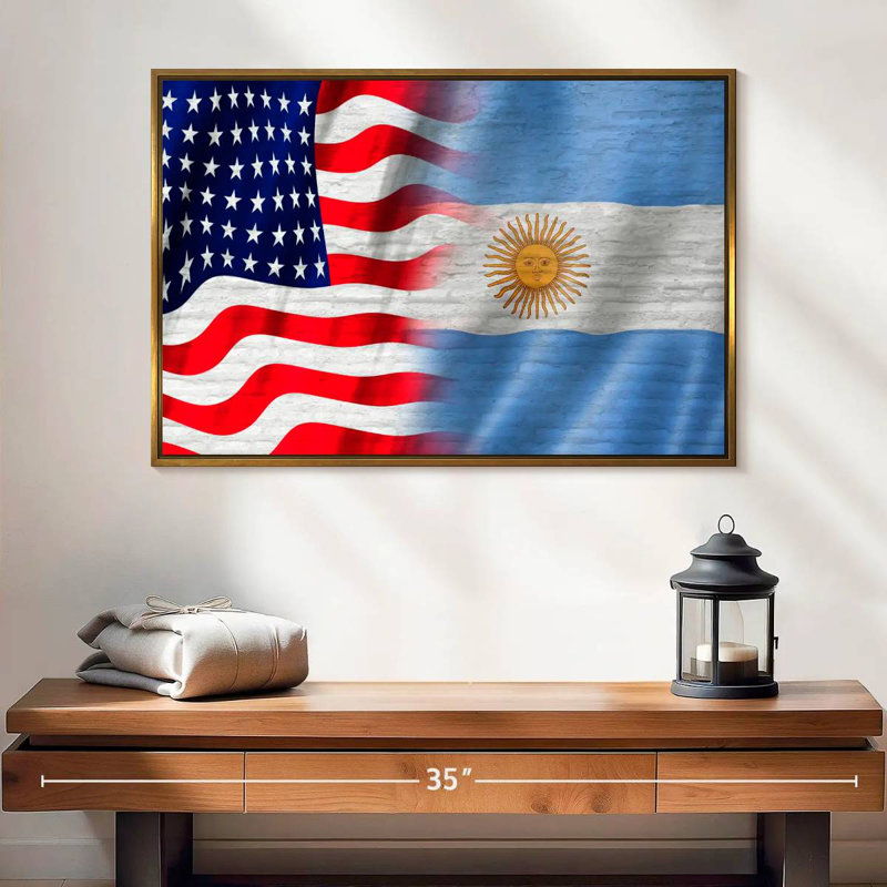 États-Unis et l'Argentine Molesley, Cadre flottant doré, 25 po x 17 po