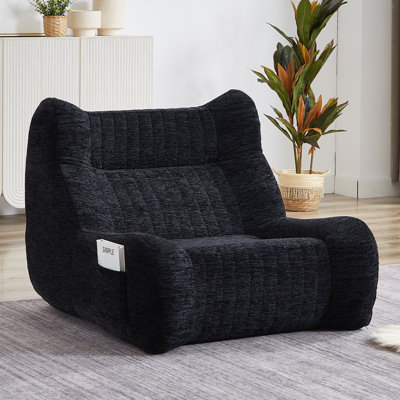 Graysen Velvet Bean Bag Chair with Armrests & Side Pocket by NFusion