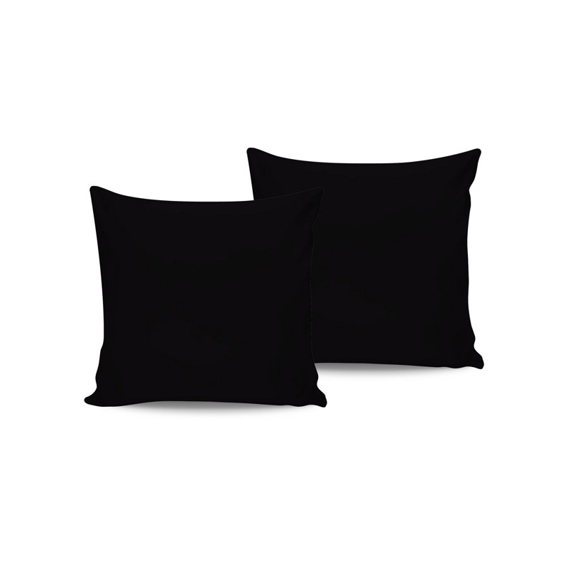 Luxury Satin Pillowcase Set (2 Pieces), 100% Cotton, Black, 31.5 x 31.5 inches | 210 Thread Count, Soft & Breathable | Machine Washable for Easy Care, Perfect for a Restful Sleep Experience