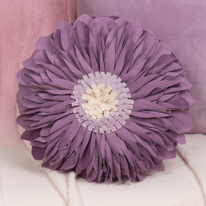  Housse et insert de coussin décoratif en tournesol Appliqued, Carré 14 po, Mauve - velours