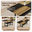 Ensemble de table de salle à manger moderne 7 pièces avec tablette de rangement - 6 chaises en tissu technique brun et table de cuisine en bois épissé pour les réunions de famille-46523754