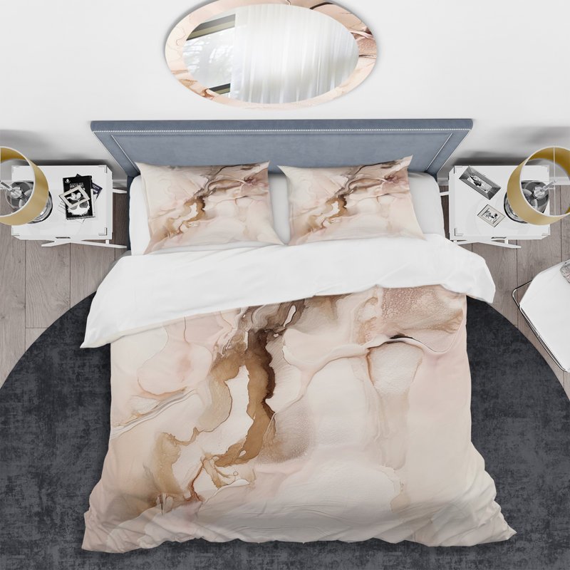 Ensemble de housse de couette en microfibre / polyester brun délicat Marble I