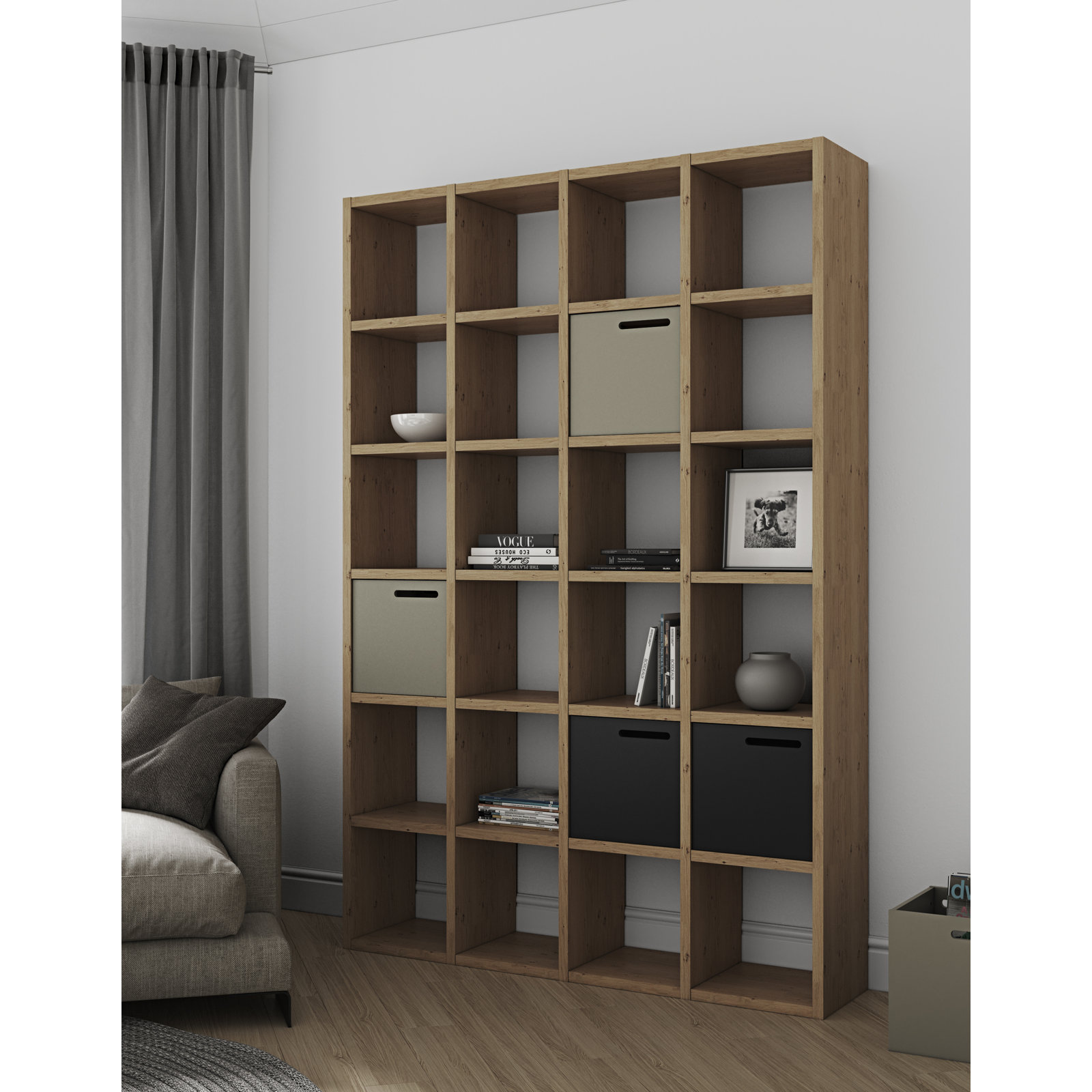 Araeya Wide Bookcase, Wild Oak
