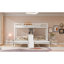 Lit superposé simple au-dessus de simple et simple avec bureau intégré et tablettes de rangement, lampe de lecture, 3 lits en 1, blanc-130145093