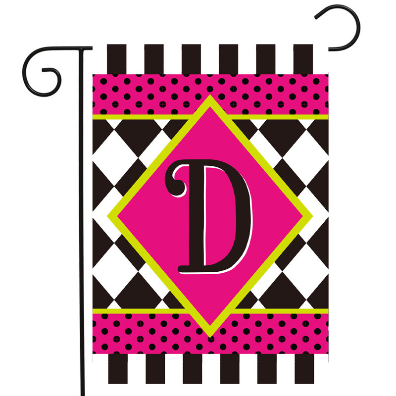 Neon Checkerboard Monogram - D Garden Flag