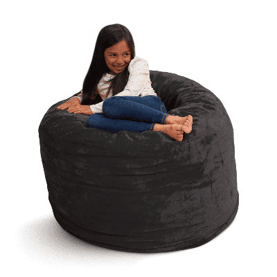  | Fauteuil à billes 3 pi | Rembourrage en mousse - Housse lavable amovible, fourrure gris anthracite