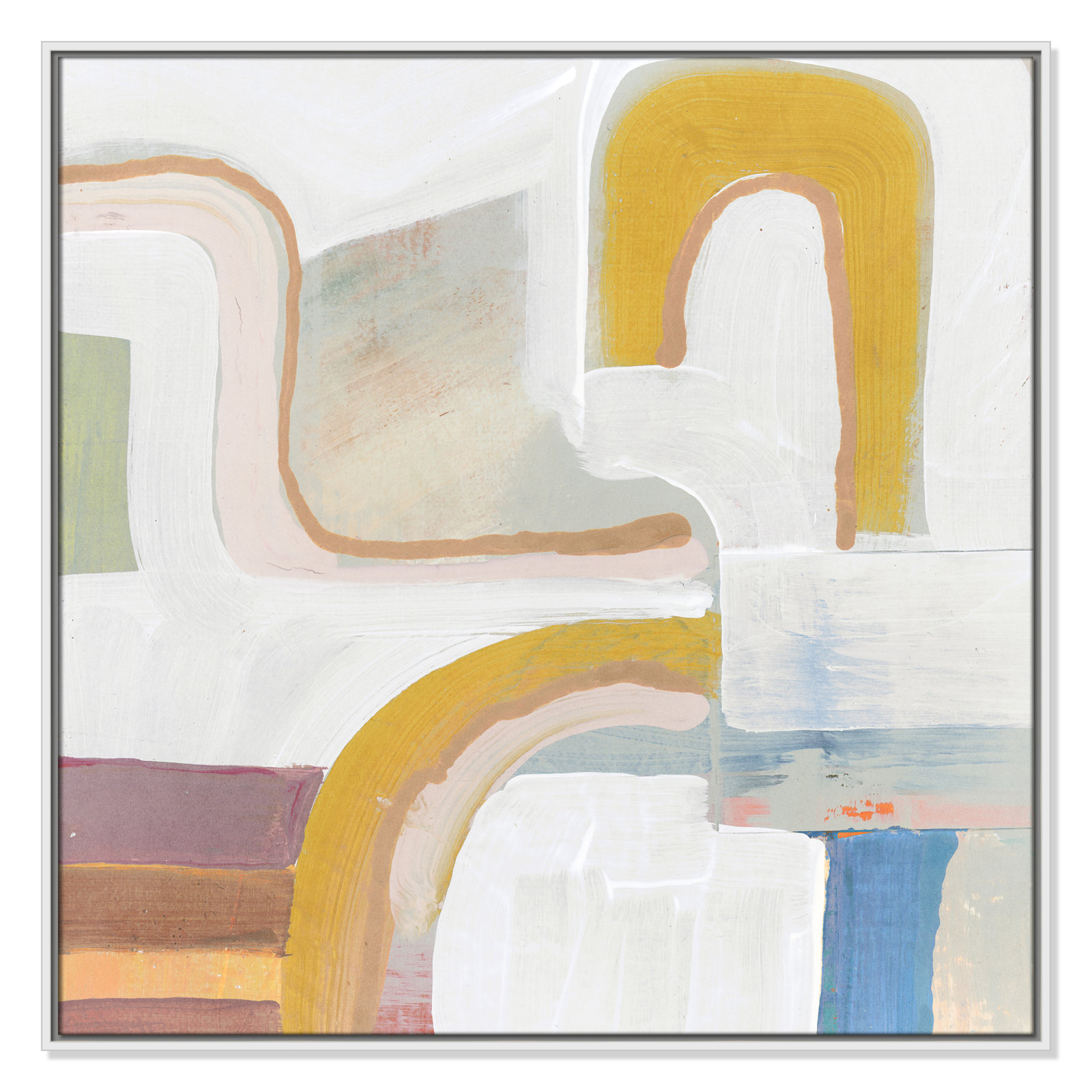 Together Again I by Cartissi - Floater Frame Painting Print on Canvas, 37.5" H x 37.5" W, White