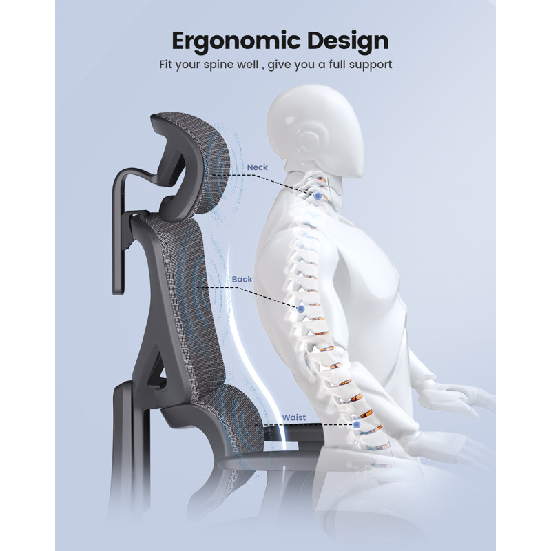Task Chair with Headrest, Gray