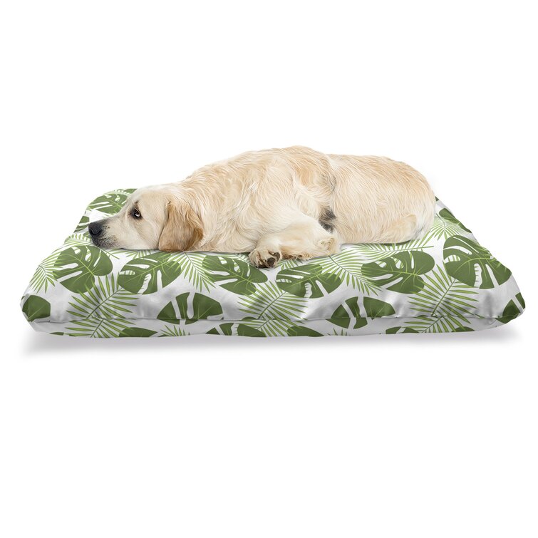 https://assets.wfcdn.com/im/21595135/resize-h755-w755%5Ecompr-r85/1446/144669374/Green+And+White+Pet+Bed%2C+Palm+Leaves+And+Monsteras+Tropical+Themed+Monochrome+Hawaii%2C+Chew+Resistant+Pad+For+Dogs+And+Cats+Cushion+With+Removable+Cover%2C+24%22+X+39%22%2C+Green+Pale+Green.jpg