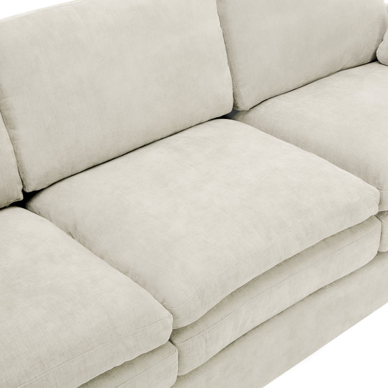 Double coussin beige - tissu chenille, coussin lombaire amovible, structure incurvée et stable, Beige