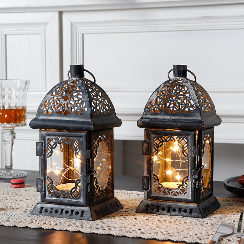 7.68'' Battery Powered Outdoor Lantern, Gray