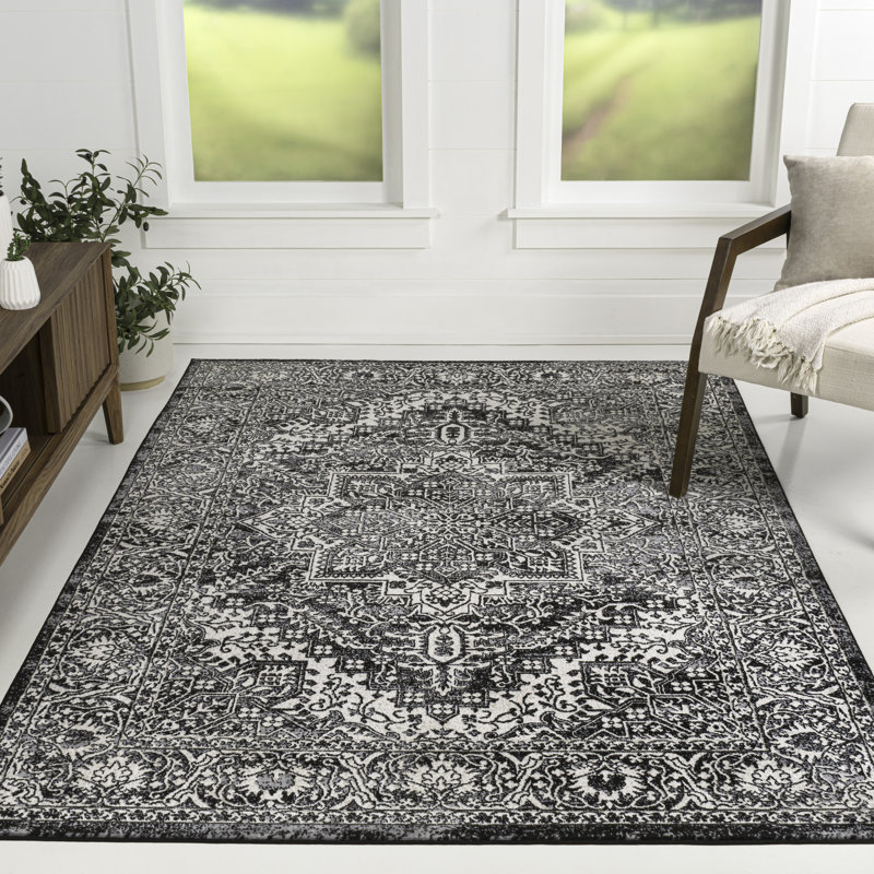Tapis noir Modern Modern, Rectangulaire 3 pi x 5 pi