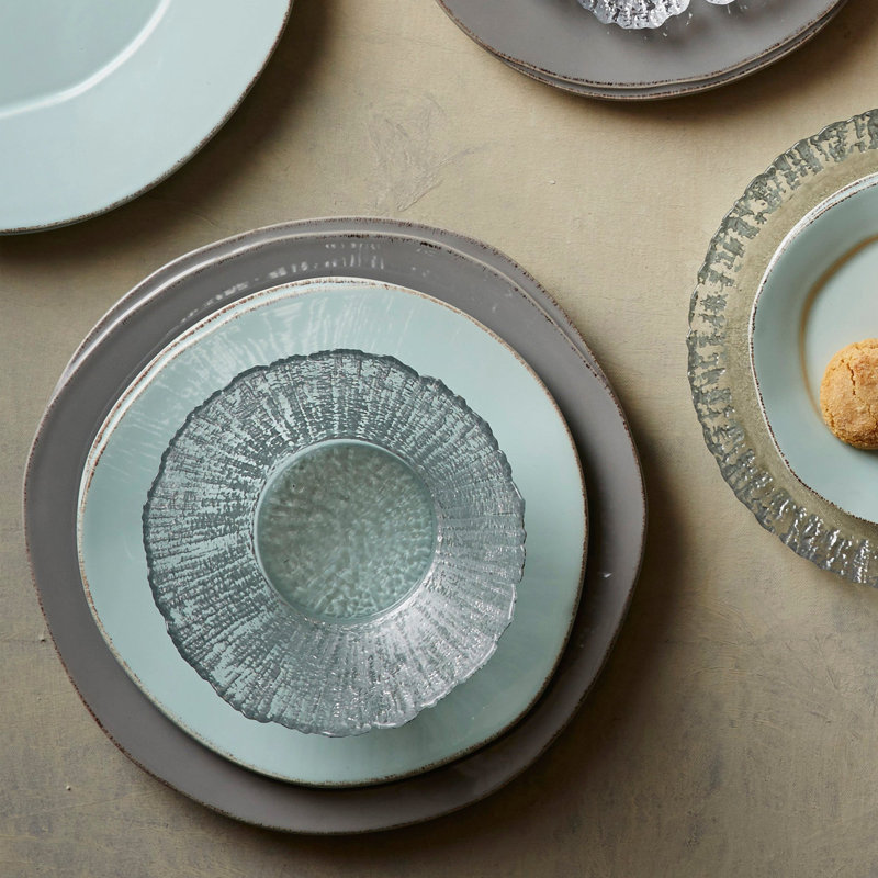 Lastra Handmade Italian Stoneware Dinner Plate, Aqua