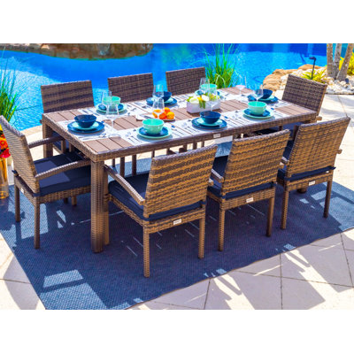 Sorrento 8 - Person Patio Dining Set Rectangular Table with Cushions Included