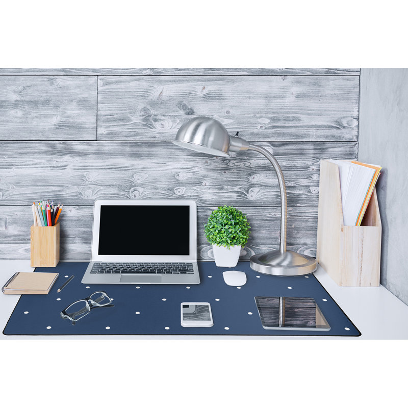 Grand tapis de bureau géométrique 31,5 po x 15,75 po_1, Bleu marine