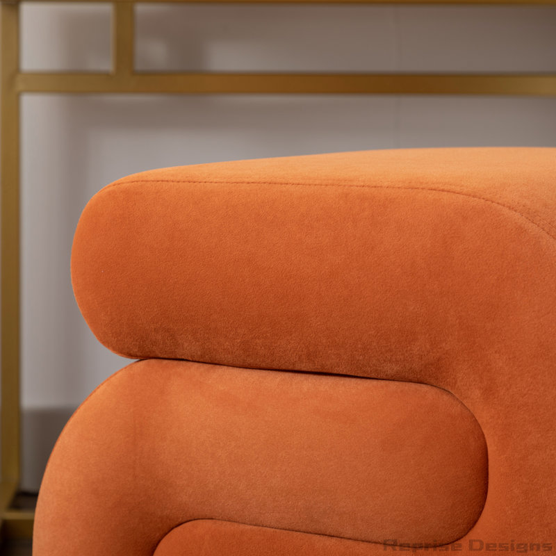 S-shape Ottoman Makeup Stool Footstool, Light Orange