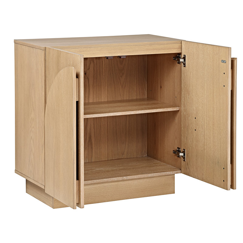  Aurelie Solid Wood Arched Storage Cabinet Credenza, Light Oak
