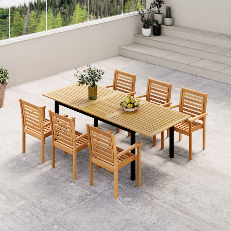 Amazonia FSC Wood And Aluminum Outdoor Patio Dining Set, 6