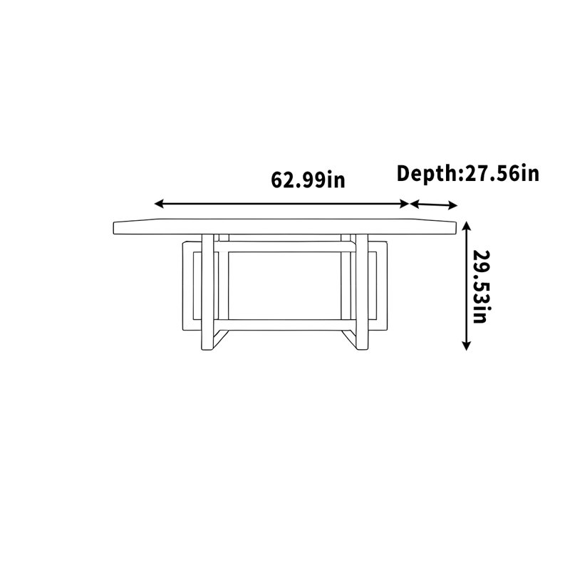 Long bureau en bois massif, table de conférence gris ciment, H 29,53 po x l 62,99 po x P 27,56 po