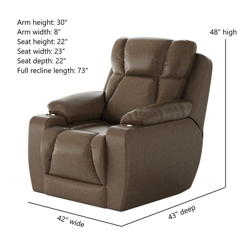 Fauteuil inclinable électrique près du mur avec repose-tête de style Défi, Café