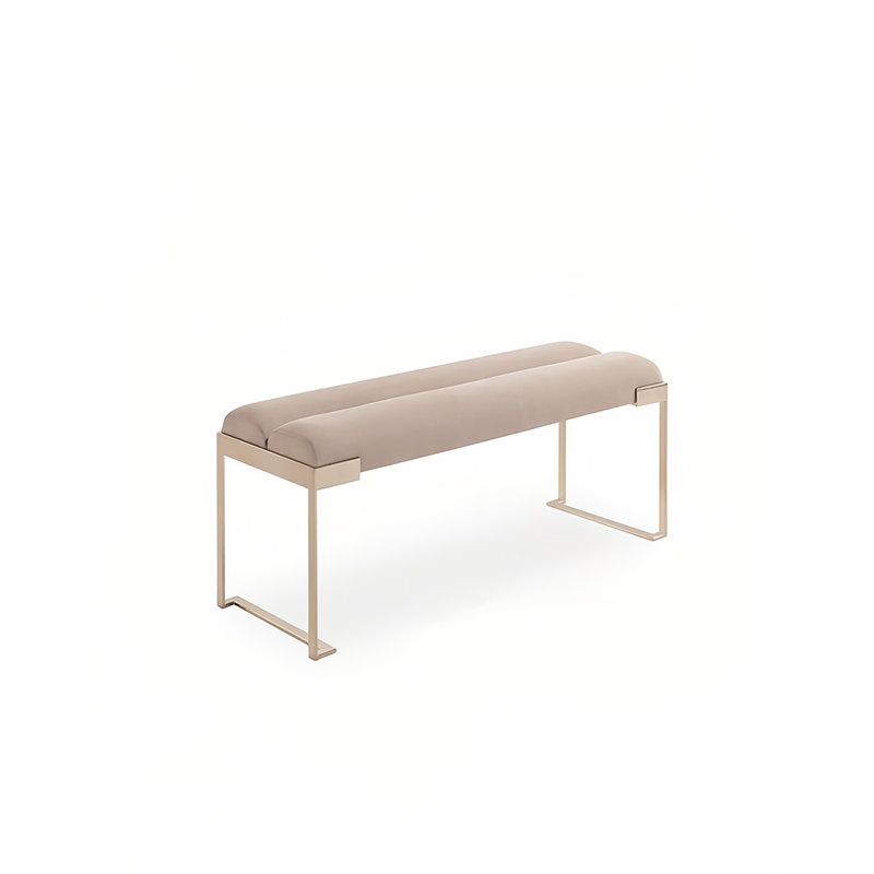 Banc rembourré en tissu, H 17,71 po x l 55,11 po x P 15,74 po