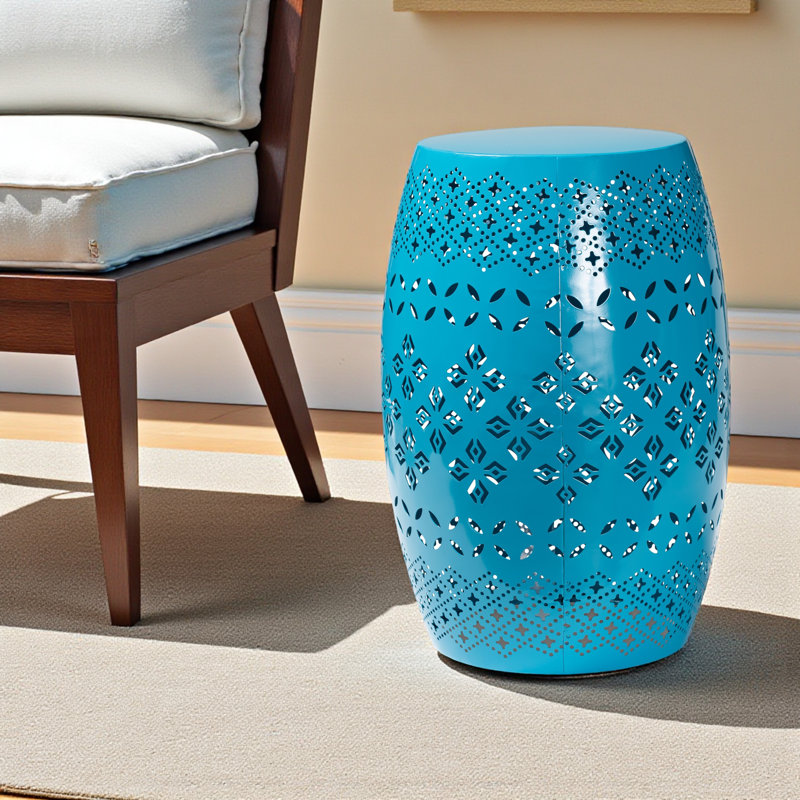 Table d'appoint d'extérieur en métal Sequoia, H 17,94 po x l 11,93 po x P 11,84 po, Bleu