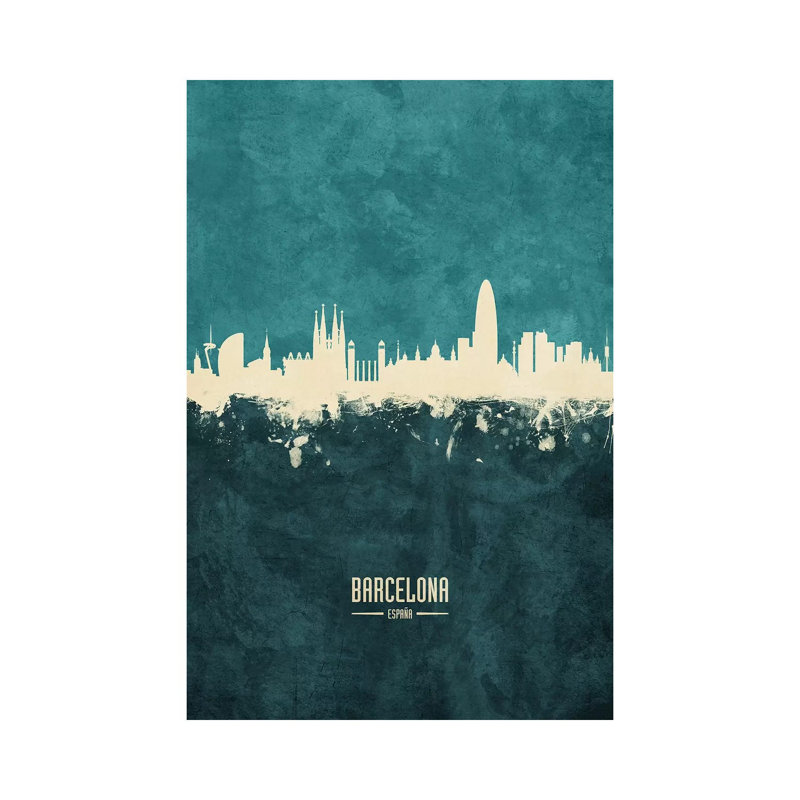 Barcelona Spain Skyline by Michael Tompsett - Wrapped Canvas Print, 20.32 cm H x 30.48 cm W