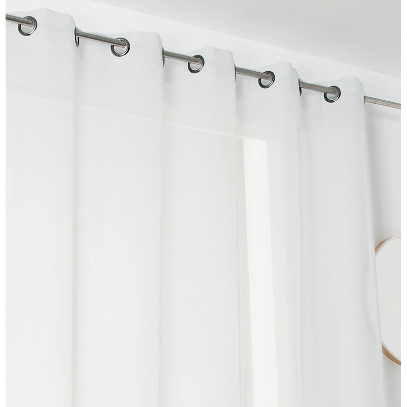 Garrens Voile De Coton Eyelet Sheer Single Curtain, White