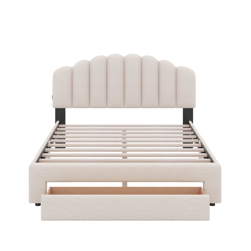 Kaura Upholstered Platform Storage Bed, Beige