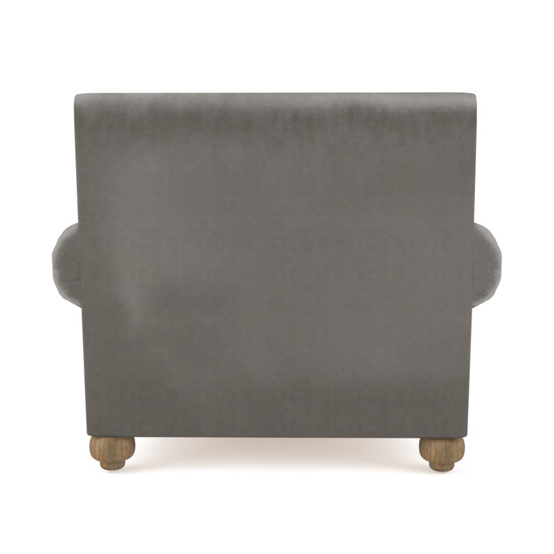 Leroy Armchair, 36" H x 41" W x 43" D, Crushed Velvet Alabaster, Weathered