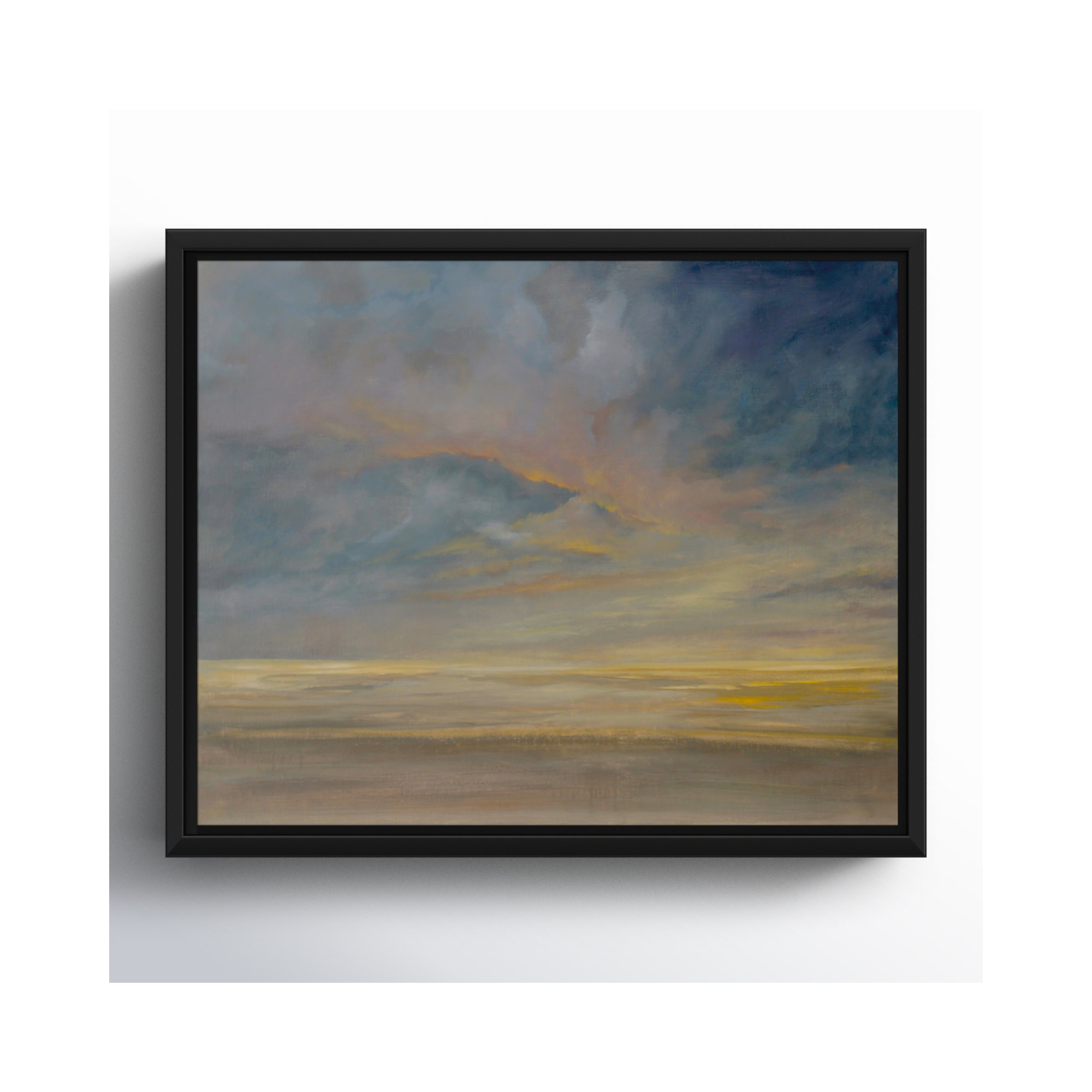 Dawning Unrest - Floater Frame Painting on Canvas, Black, 9.5" H x 11.5" W