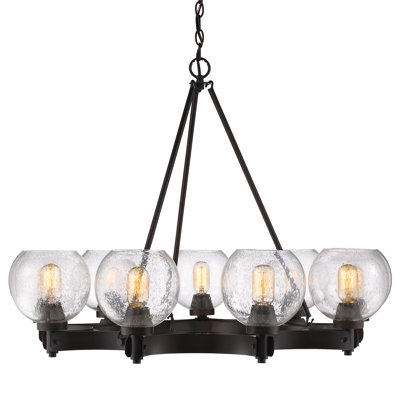 Saltash 9 - Light Dimmable Wagon Wheel Chandelier