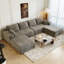 Canapé modulaire de 139,4 po, canapé minimaliste en forme de U avec 2 repose-pieds, canapé-lit convertible à siège profond moderne, tissu en velours côtelé moelleux, aucun assemblage requis, 6 places-917475637