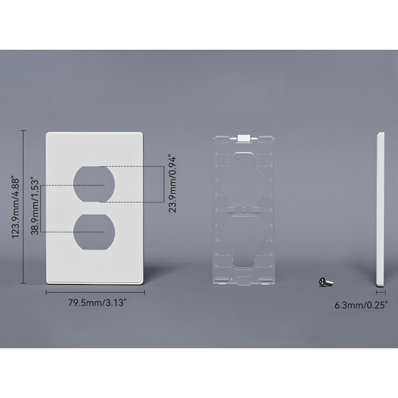 White 1-Gang Screwless Duplex Outlet Wall Plate Set