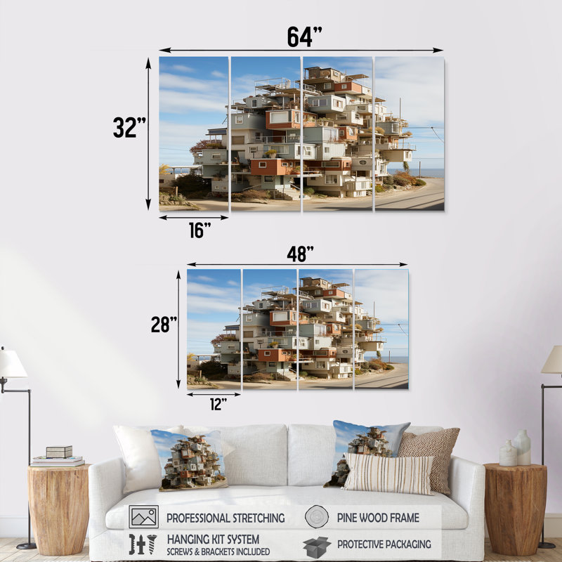 Ensemble de décoration murale rétro 4 pièces, H 32 po x l 64 po