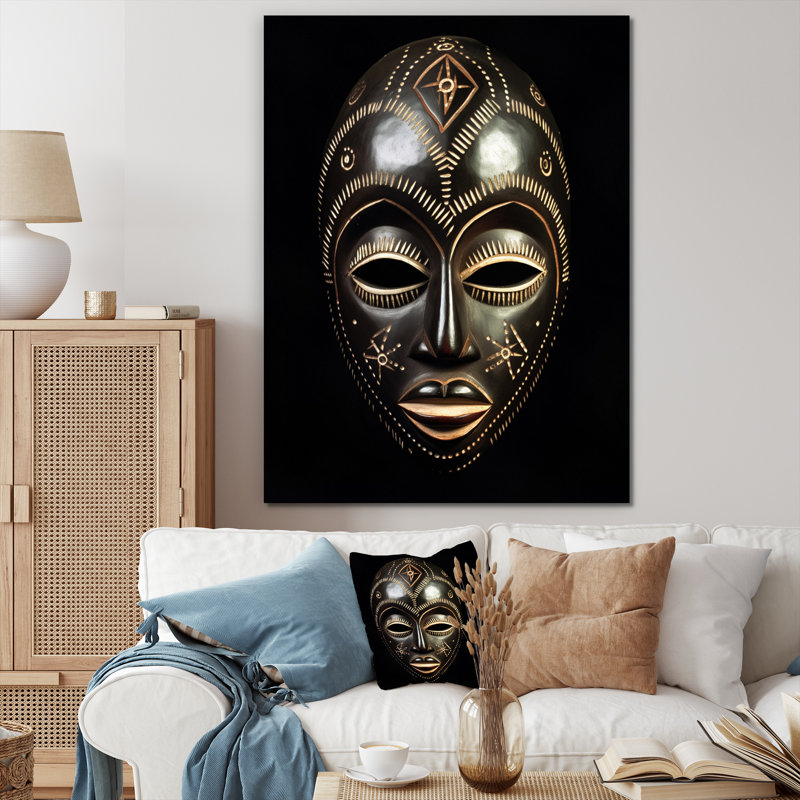 «Ethnical Traditional African Mask VI», reproduction sur toile, Toile tendue, H 32 po x l 16 po x P 1 po