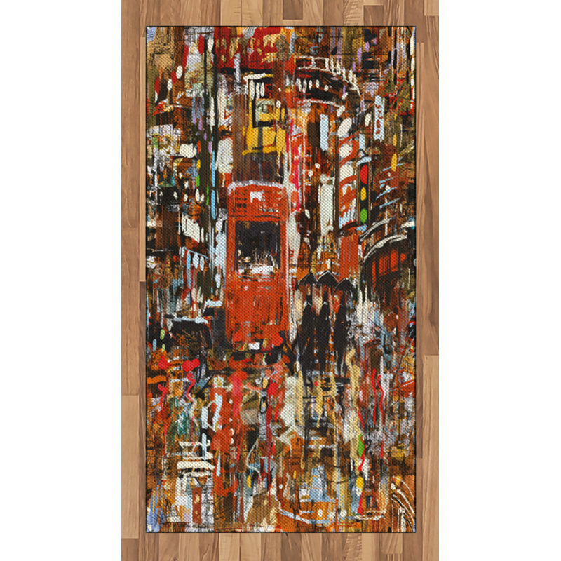 Tapis décoratif à poils longs en polyester à haute densité Landscape, Rectangle 2 pi 7 po x 5 pi