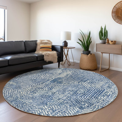Premium Machine Washable Prisco Navy Rug