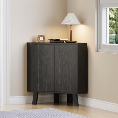Farmhouse Corner Storage Cabinet, Industrial 3-Tier Wooden Organizer with Adjustable Shelf, Freestanding End Table Cupboard for Living Room, Bedroom, by WFX Utility