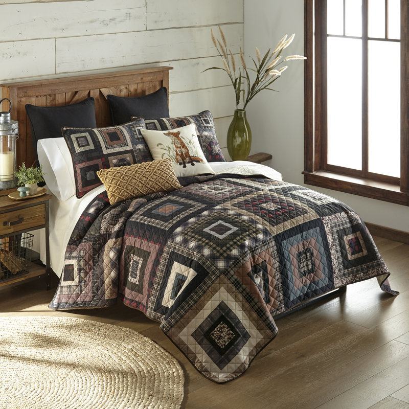 Donna Sharp Lodge Square 3PC Rustic King Quilt Set, King Set