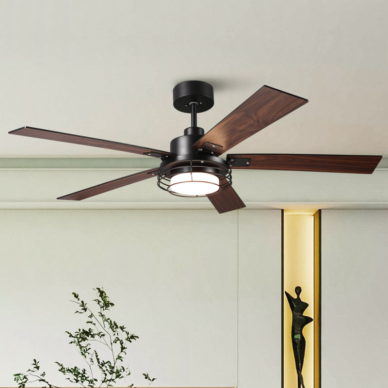Ventilateur de plafond réversible à pales double face 52 pouces à 6 vitesses avec lumières DEL 3CCT à intensité variable et télécommande