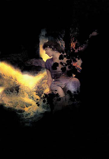 « profonders, moonlight » par maxfield parrish, impression sur bois